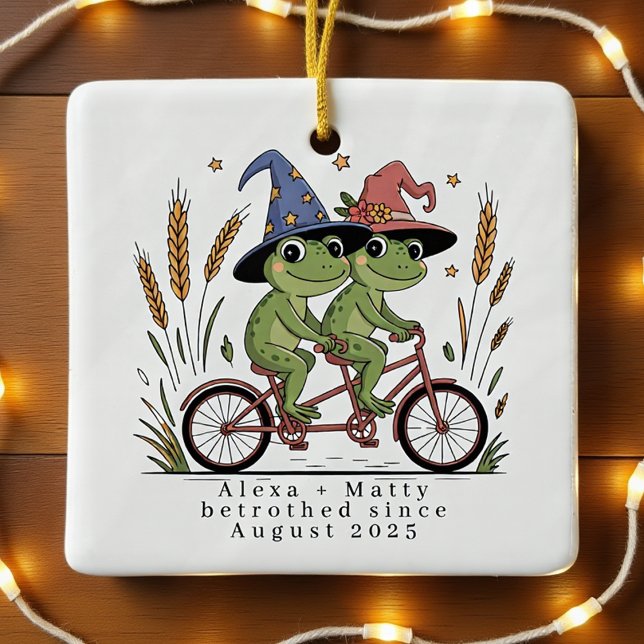 Personalised Cute Couple Betrothed Engaged Ceramic Ornament (Creator Uploaded)