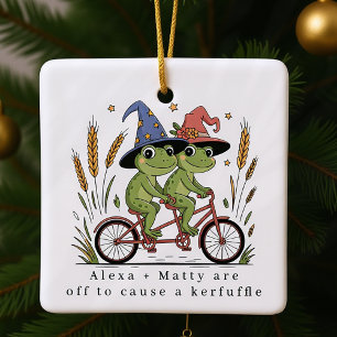 Personalised Cute Couple Kerfuffle Ceramic Ornament