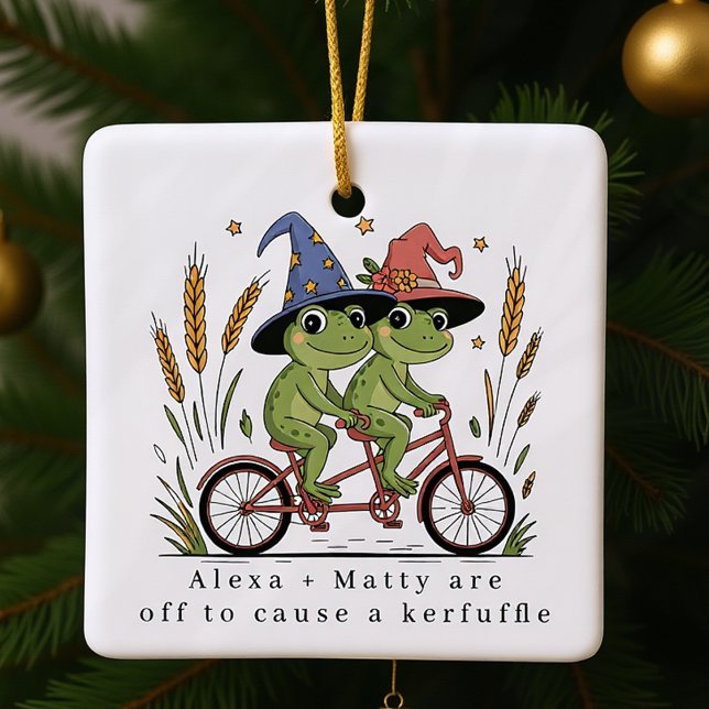 Personalised Cute Couple Kerfuffle Ceramic Ornament (Creator Uploaded)