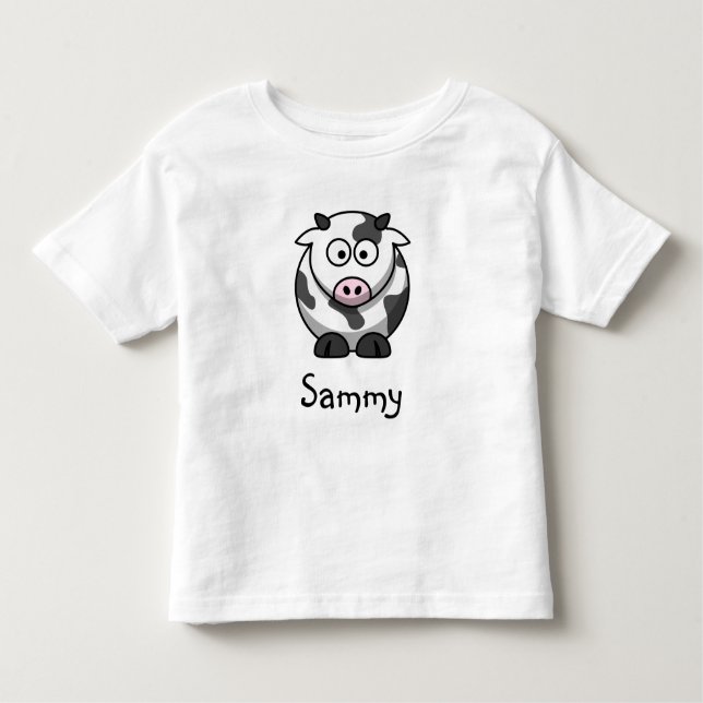 Personalised Cute Cow Cartoon Toddler T-Shirt (Front)