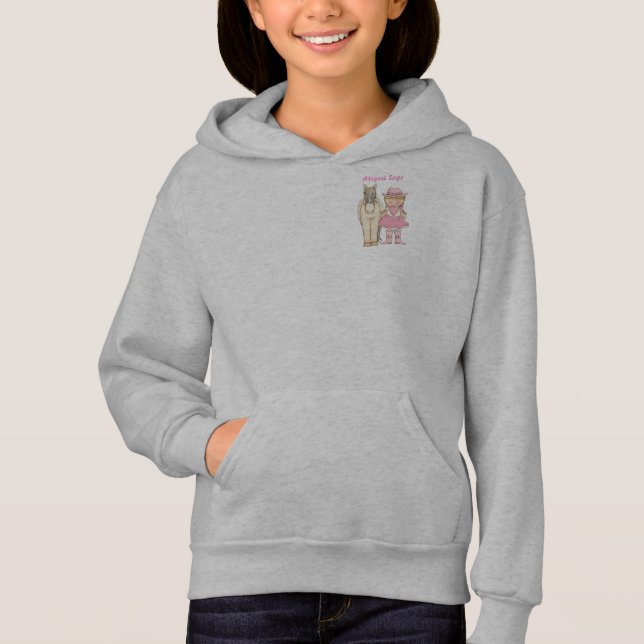Personalised Cute Cowgirl and Horse Fleece Hoodie (Front)