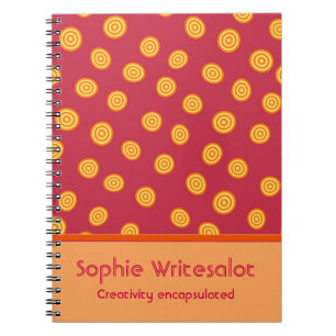Personalised Cute Cranberry Orange Circles Spiral Notebook