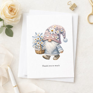 Personalised Cute Daisy Flower Gnome Thank you Card
