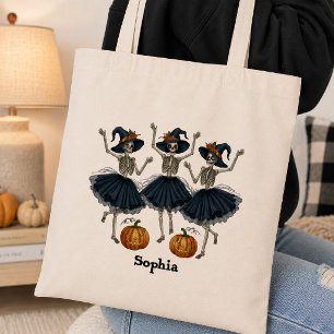Personalised Cute Dancing Skeletons Halloween Tote Bag