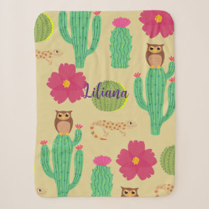 Personalised Cute Desert Animals and Cactus Sherpa Blanket
