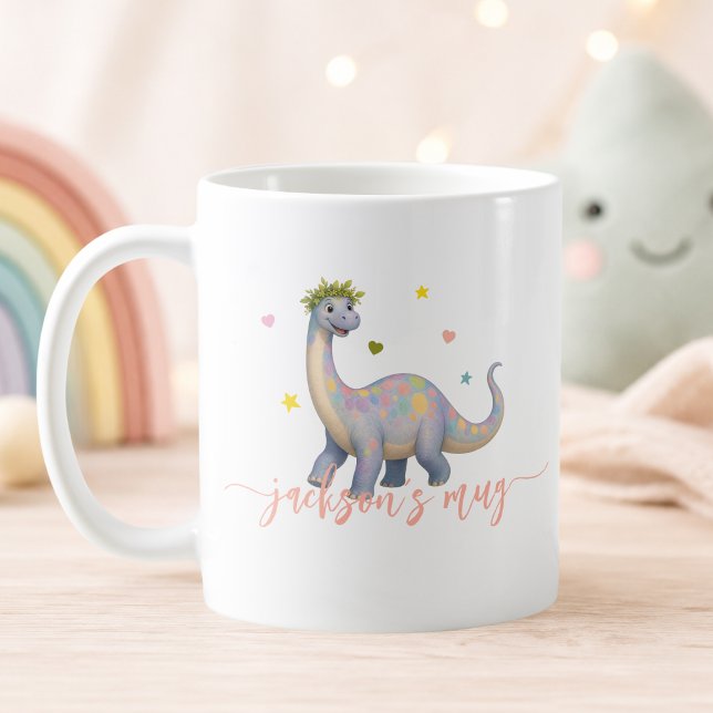 Personalised Cute Dinosaur Brontosaus Name  Coffee Mug (Personalized Cute Dinosaur Brontosaus Name Coffee Mug)