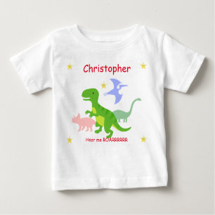 Personalised Cute Dinosaurs Baby T-Shirt