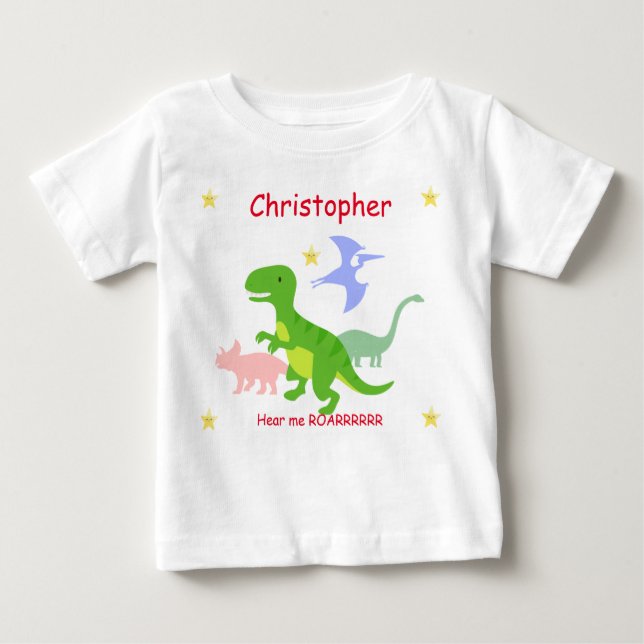 Personalised Cute Dinosaurs Baby T-Shirt (Front)