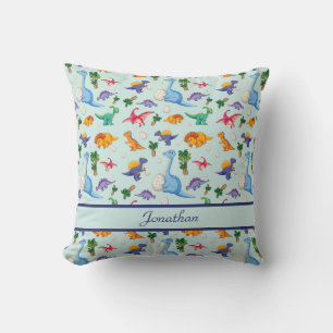 Personalised Cute Dinosaurs Boy Nursery Kid's Room Cushion