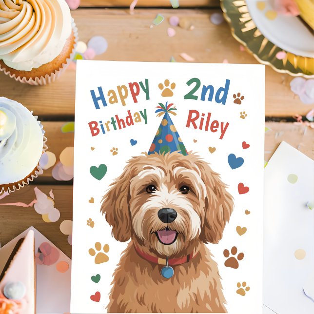 Personalised Cute Dog 2nd Birthday Card for Kids  (Creator Uploaded)