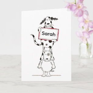 Personalised Cute Dog Acrobats Birthday Card