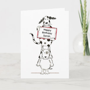 Personalised Cute Dog Acrobats Birthday Card