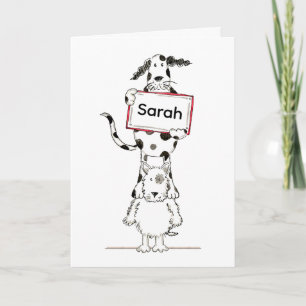 Personalised Cute Dog Acrobats Birthday Card
