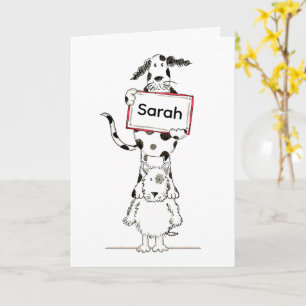 Personalised Cute Dog Acrobats Birthday Card
