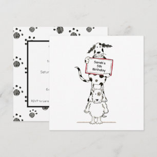 Personalised Cute Dog Acrobats Birthday Invitation