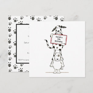 Personalised Cute Dog Acrobats Birthday Invitation