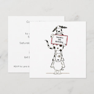 Personalised Cute Dog Acrobats Birthday Invitation