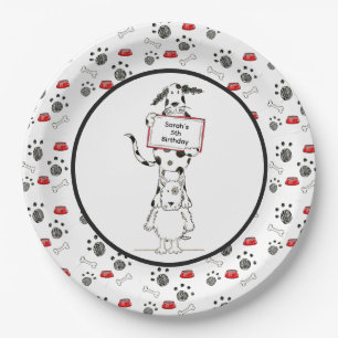 Personalised Cute Dog Acrobats Birthday Paper Plate