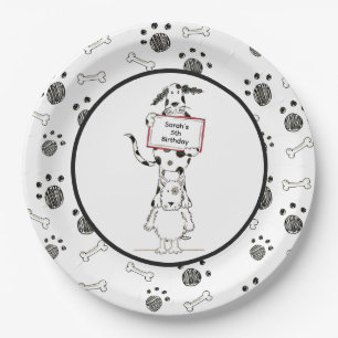 Personalised Cute Dog Acrobats Birthday Paper Plate