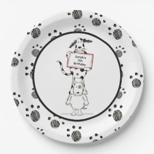 Personalised Cute Dog Acrobats Birthday Paper Plate