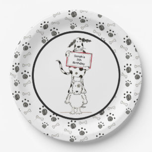 Personalised Cute Dog Acrobats Birthday Paper Plate