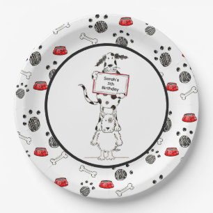 Personalised Cute Dog Acrobats Birthday Paper Plate