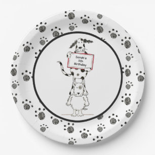 Personalised Cute Dog Acrobats Birthday Paper Plate