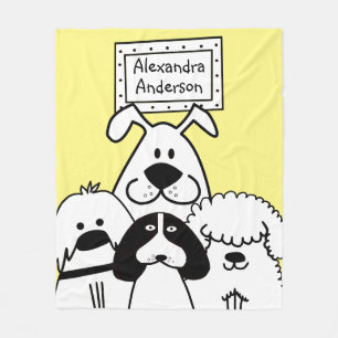 Personalised Cute Dog Doodle Fleece Blanket