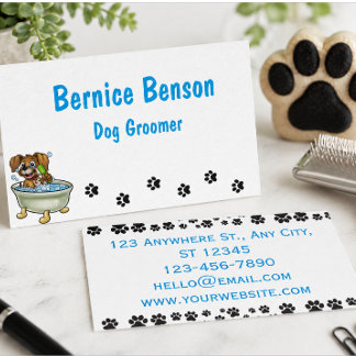 Personalised Cute Dog Groomer Pet Grooming Business Card