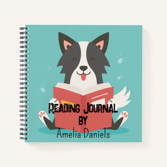 Personalised Cute Dog Reading Journal (Front)