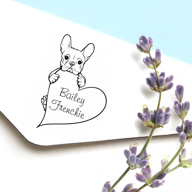 Personalised Cute Dog with a Heart French Bulldog Rubber Stamp (Creator Uploaded)