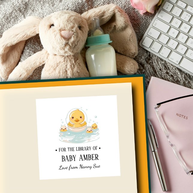 Personalised Cute Duck Baby Bookplate Sticker (Creator Uploaded)