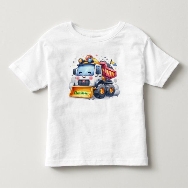 Personalised Cute Dump Truck Construction T-Shirt (Front)