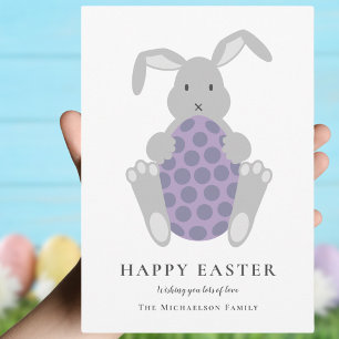 Personalised Cute Easter Bunny & Egg Holiday Card