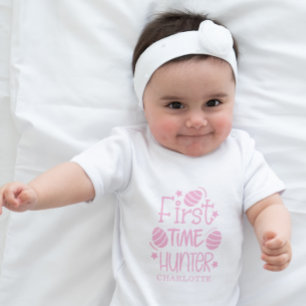 Personalised Cute Easter First Time Egg Hunter Baby Bodysuit