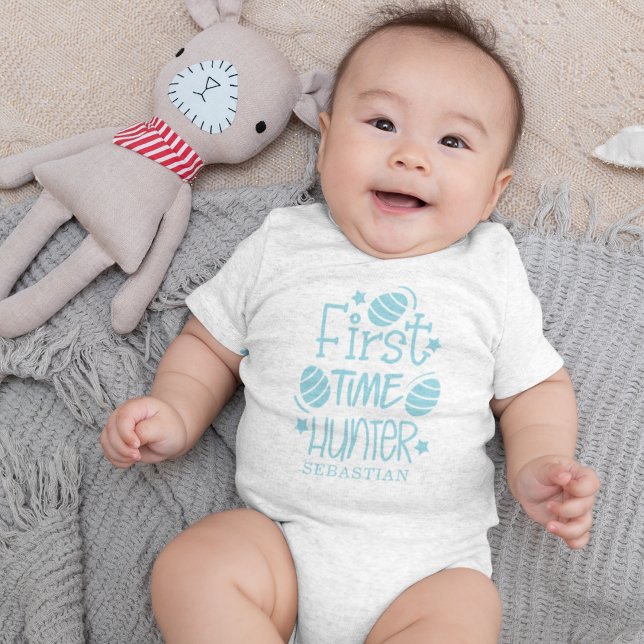 Personalised Cute Easter First Time Egg Hunter  Baby Bodysuit (Personalized Cute Easter First Time Egg Hunter Baby Bodysuit)