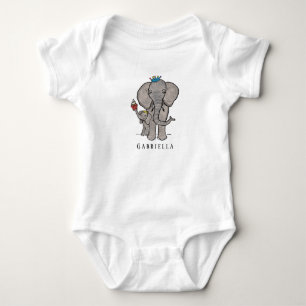Personalised Cute Elephant and Baby Bodysuit