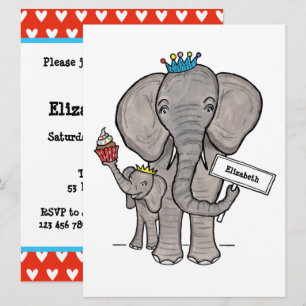 Personalised Cute Elephant Baby Shower Invitation