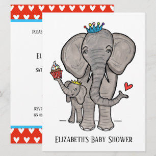 Personalised Cute Elephant Baby Shower Invitation