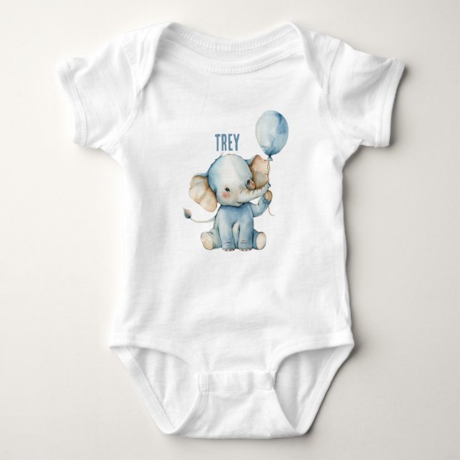 Personalised Cute Elephant Balloon Baby  Baby Bodysuit (Front)