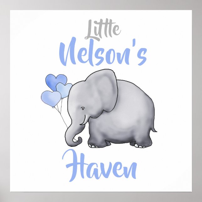 Personalised Cute Elephant Nursery Haven Door Sign (Front)