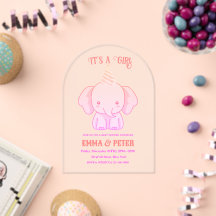 Personalised Cute Elephant Pink Baby Shower