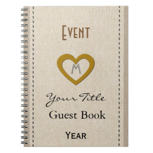 Personalised Cute Event Year Gold Heart Guest Book