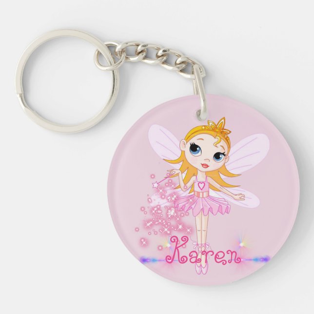 Personalised Cute Fairy Ballerina Keychain (Front)