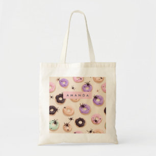 Personalised Cute Fall Halloween Doughnut Spider Tote Bag