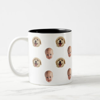 Personalised Cute Family Face 2 Photos Mug