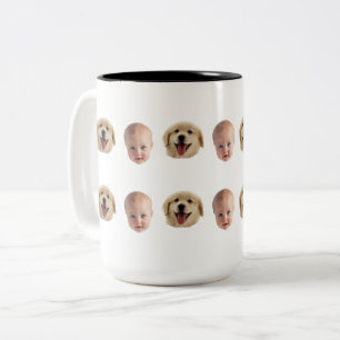 Personalised Cute Family Face 2 Photos Mug