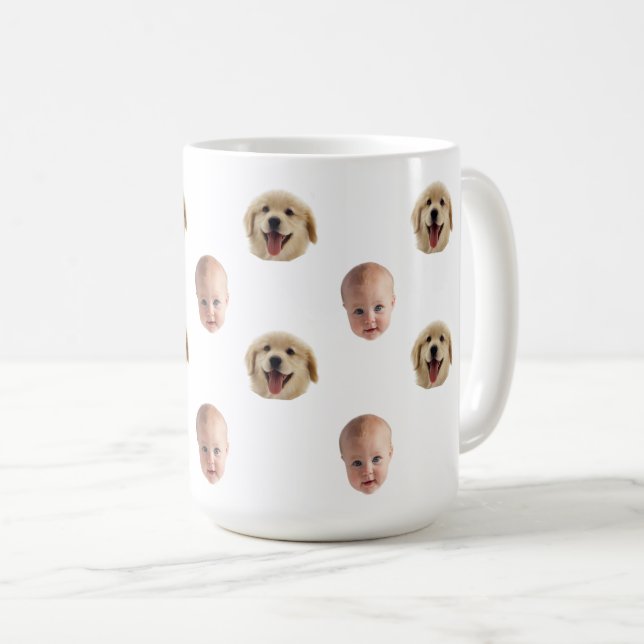 Personalised Cute Family Face 2 Photos Mug (Front Right)
