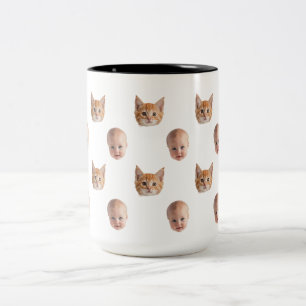 Personalised Cute Family Face 2 Photos Mug