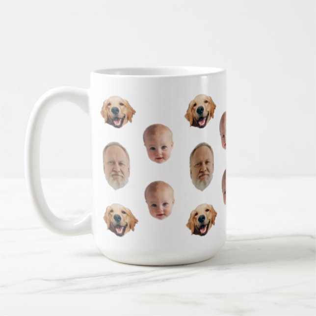 Personalised Cute Family Face 3 Photos Mug (Left)